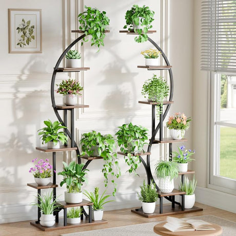 Plant Stand Indoor with Grow Light, 8 Tiered Metal Plant Shelf indoor, 65'' Tall Plant Stands