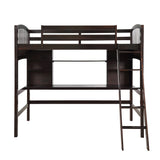 Kids Loft Beds, Twin Loft Bed with Desk, Wood High Loft Bed with Bookcase Shelves for Dorm, Boys & Girls Teens Adults, Espresso