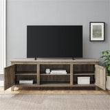 Farmhouse Rustic Wood Barn Door 70" TV Stand Console with Storage in Rustic Gray