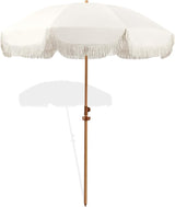 6.5ft Patio Umbrella with Fringe, Beach Umbrella, Fringe Umbrella Outdoor Patio