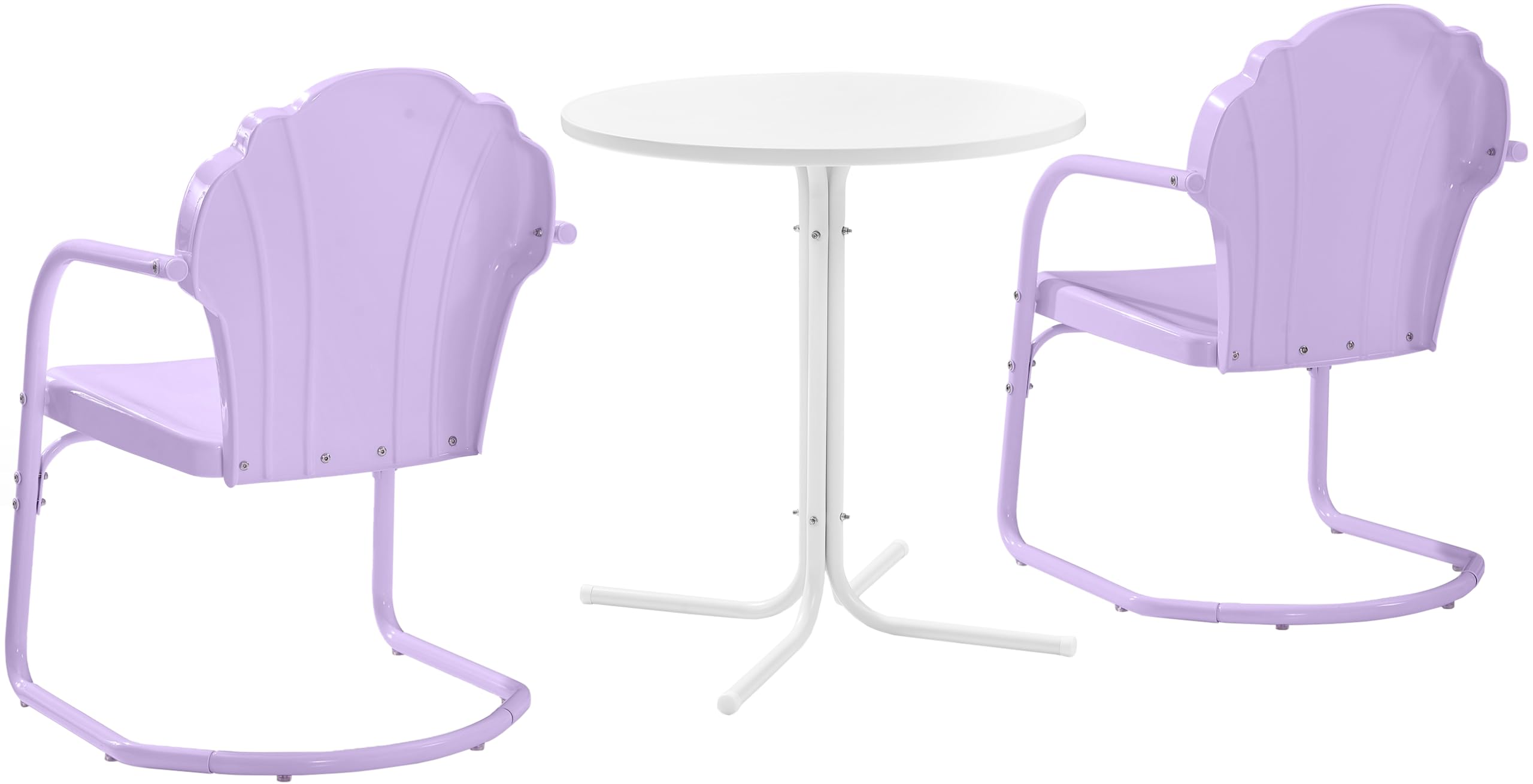 Tulip 3-Piece Outdoor Bistro Set, Vintage Retro Metal Patio Table and Chairs