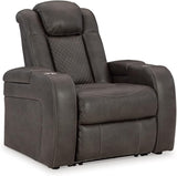 Warnerton Faux Leather Power Recliner with Adjustable Headrest, Brown