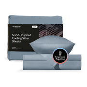 Luxe Cooling Bed Sheets –Slate Blue,Queen– 4 Piece Silver Infused