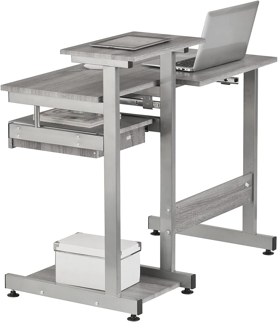 Complete Computer Workstation Desk, Gray, 37.75" W x 22" D x 35" H,Grey