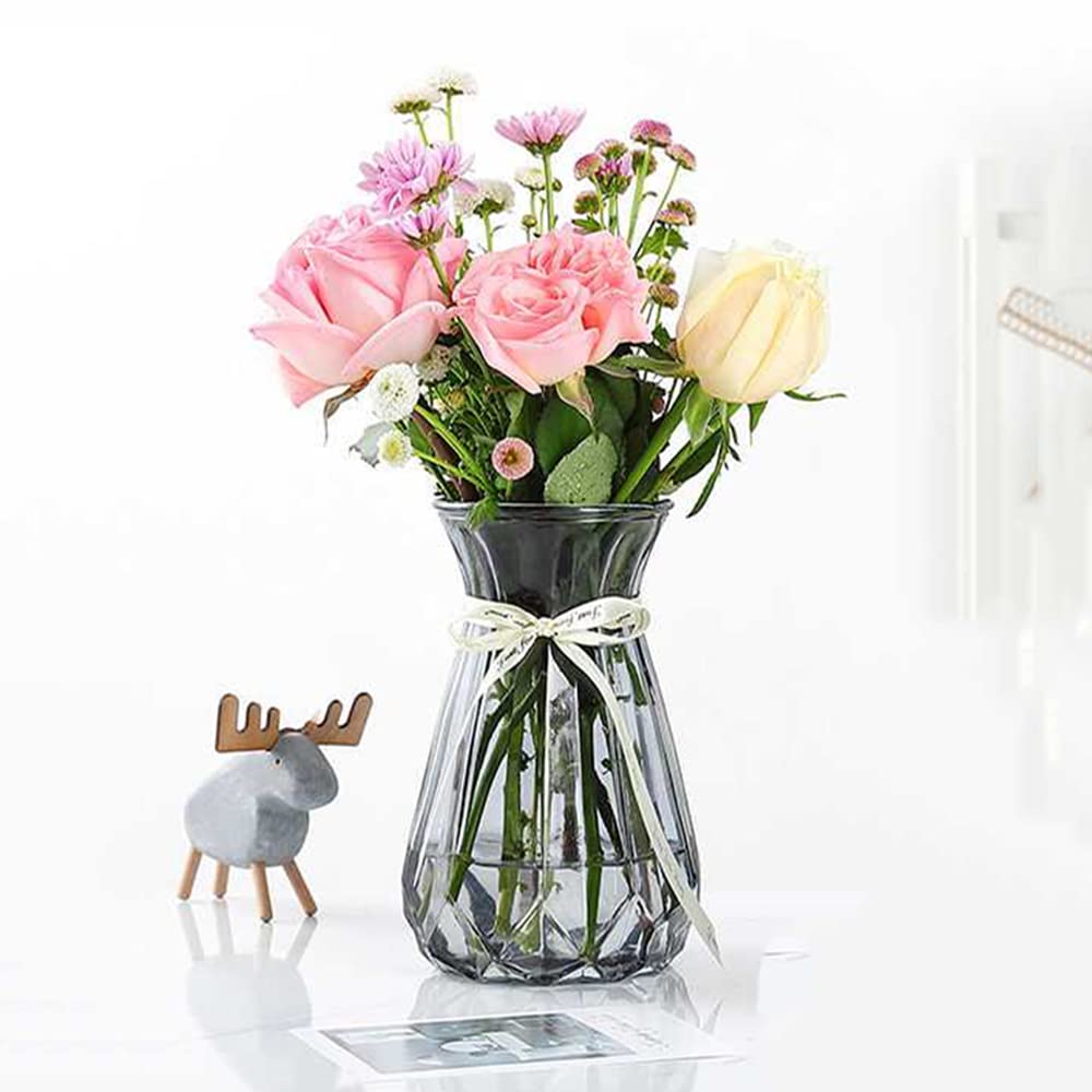 Glass Vase Decor Centerpieces Flower Vase High 7.3", Living Room Decorations Bud Vases