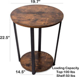 Round End Table Side Table for Living Room Sofa Couch End Tables