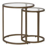 Studio Designs Home Camber Nesting Metal and Glass End Table Set, Round 19.5" and 14.5"