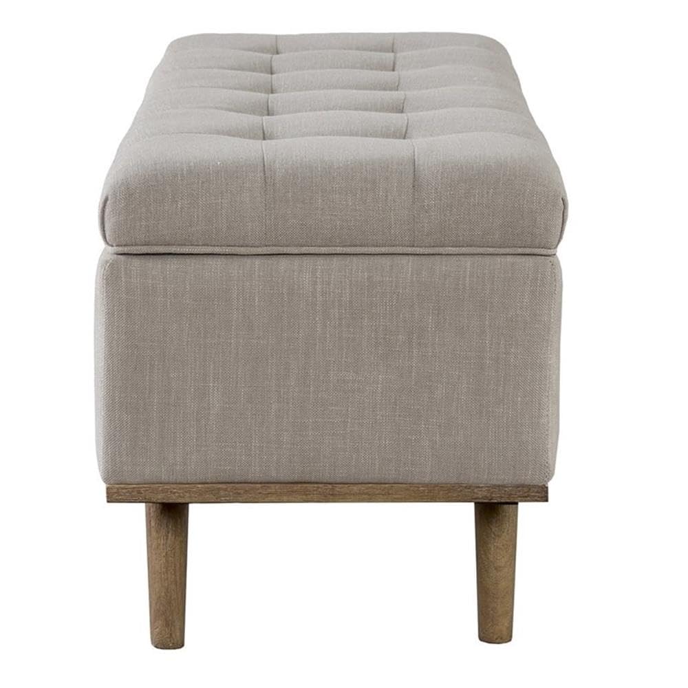 Stimpson Solid Wood and Fabric Storage Bench in French Beige