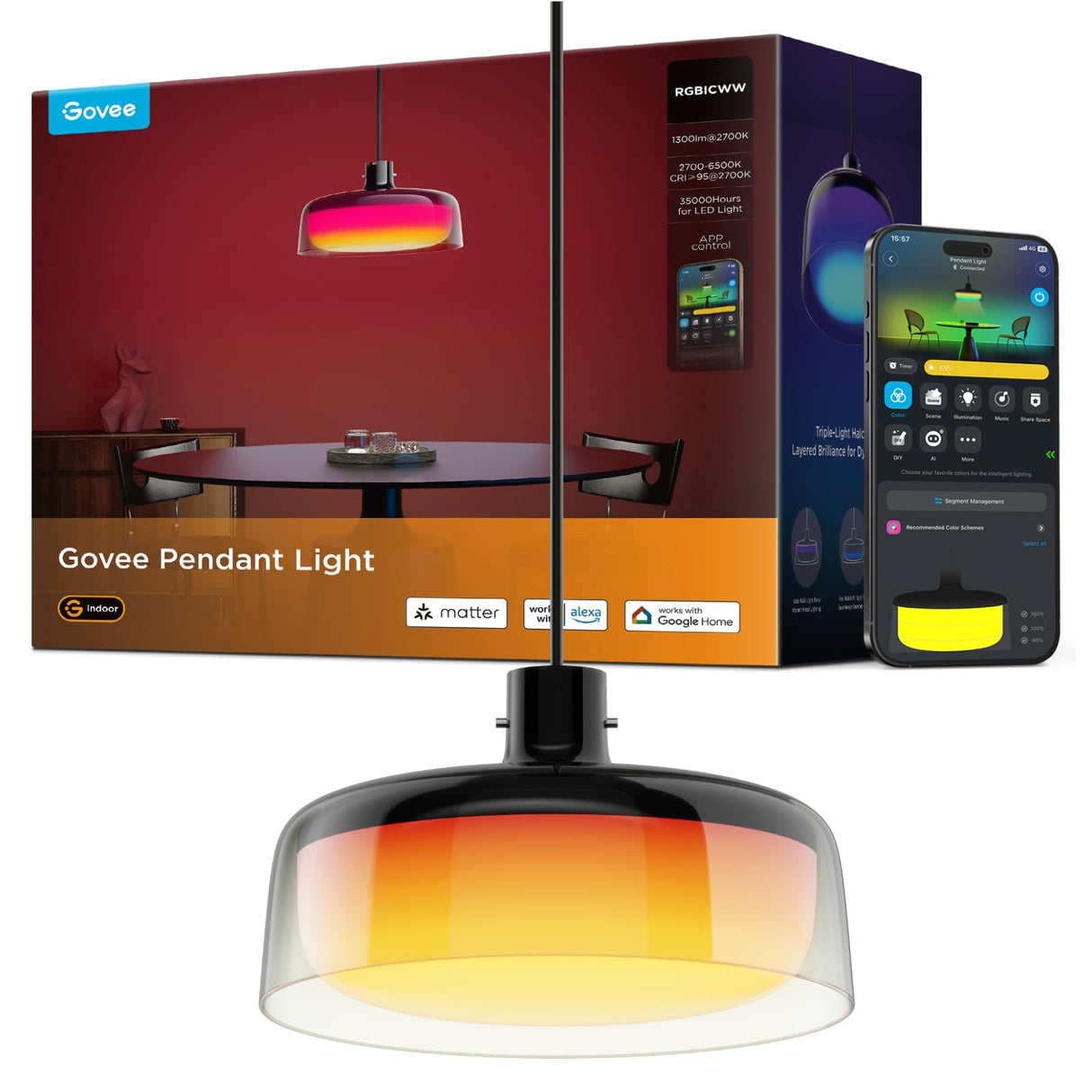 RGBIC Smart Pendant Light for Kitchen Island