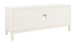 SAFAVIEH Home Collection Ajana Distressed White and Honey Brown 2-Door 1-Shelf Media 50-inch Flatscreen TV Stand
