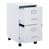 OSP Home Furnishings 2 Drawer Mobile Locking Metal File Cabinet, White