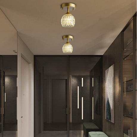 4.7 Inch Iron Glass Lampshade Semi Flush Mount Ceiling Light