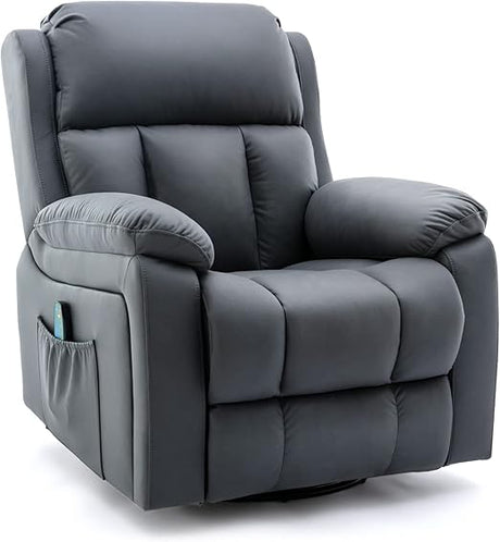 Swivel Rocker Recliner Chair with Heat and Massage, 360 Degree Swivel Rocking Recliner