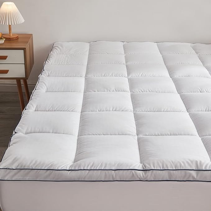 Full Mattress Pad Cover Pillow Top with Stretches to 18” Deep Pocket Fits Up to 8”-21”