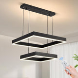 LED Chandelier, 3 Ring Dimmable Square Chandelier for Living Dining Room,Bedroom,