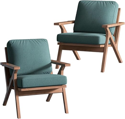 Modura PU Leather Accent Chairs – Set of 2 Mid-Century Armchairs