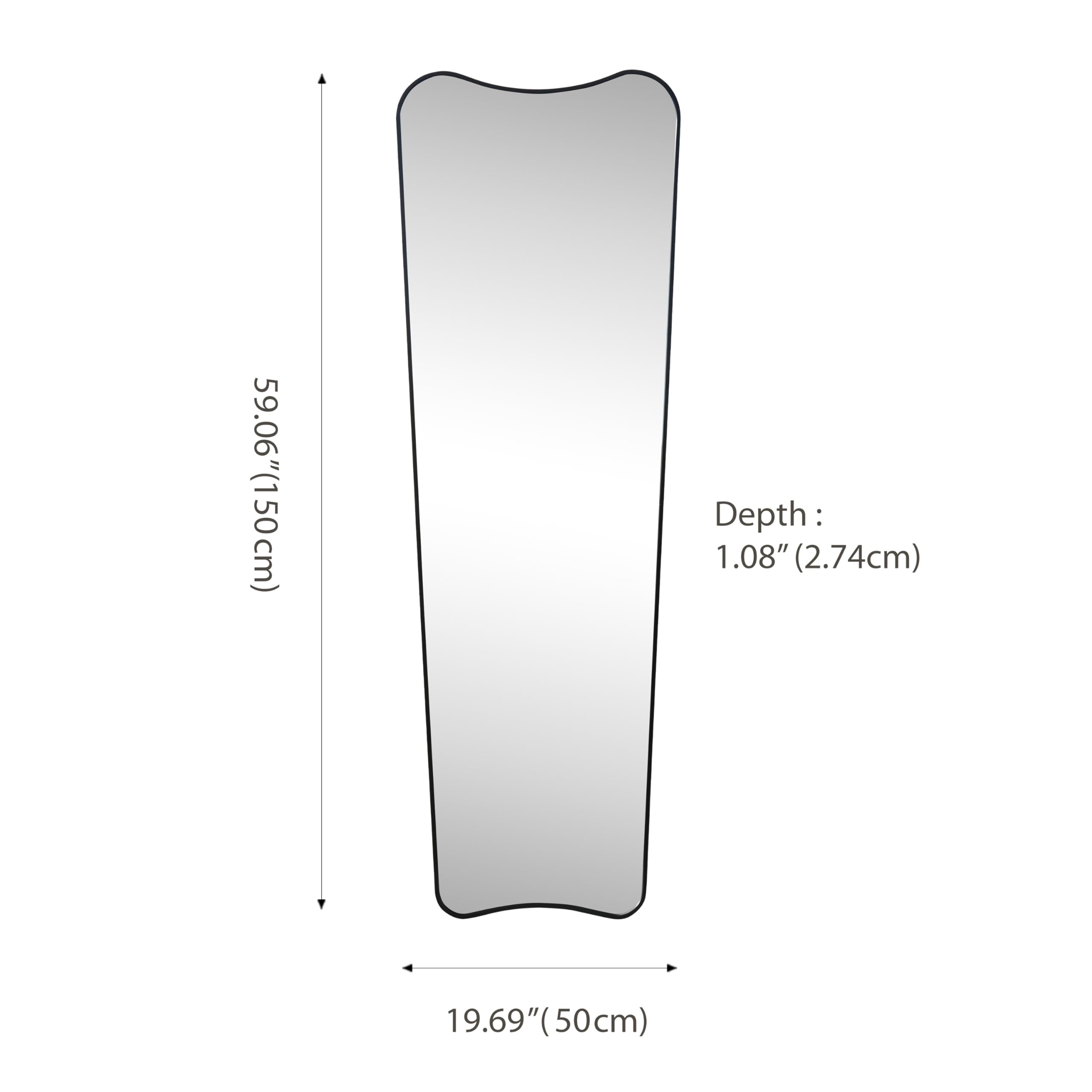 Alfie Full-Length Wall Mirror - 20" x 59" Black Metal Frame