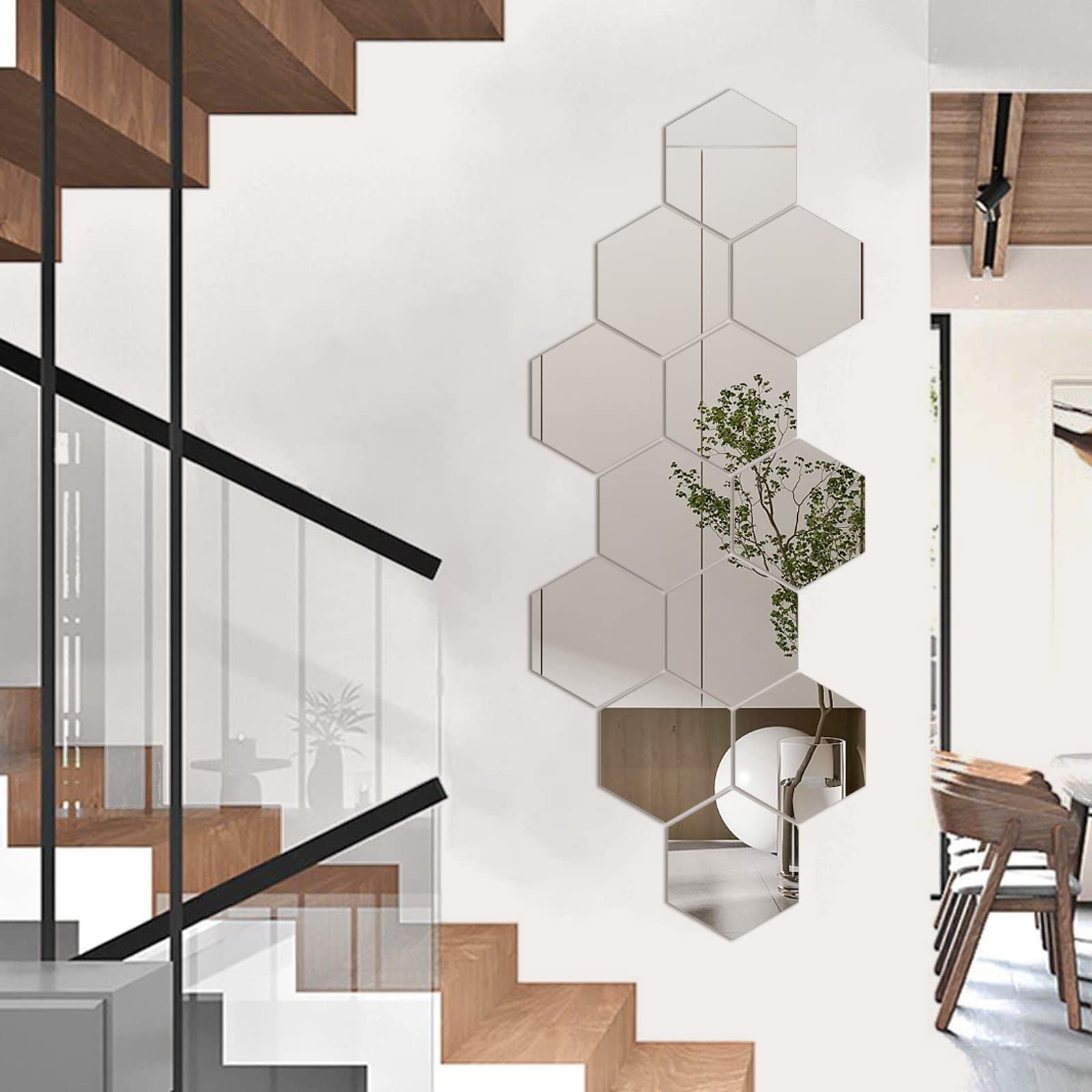 10 Pieces Hexagonal Mirror Wall Mirror Glass Mirror Mirrors Decor