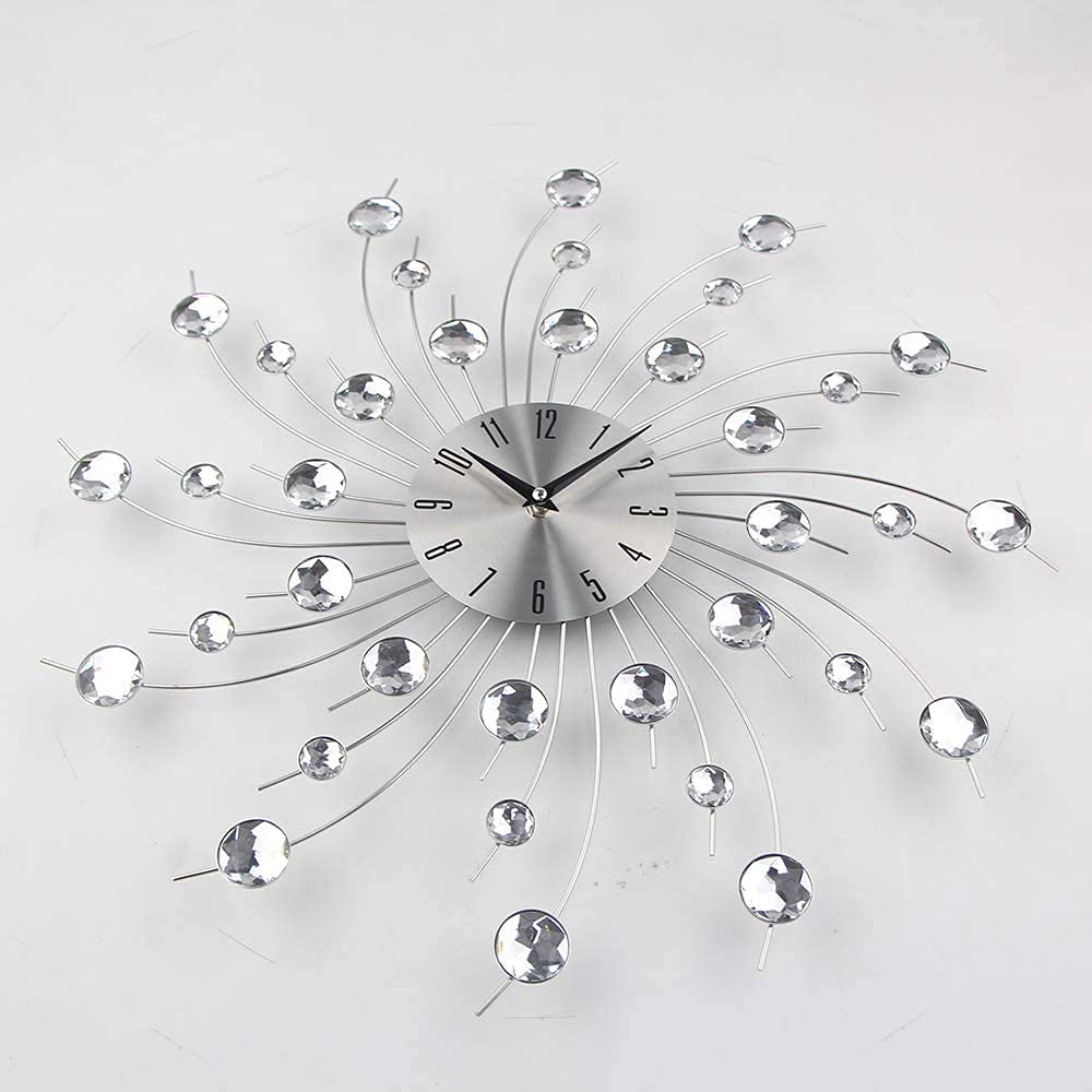 Modern 3D Crystal Wall Clock - Celebration Decorative Metal Wall Clock