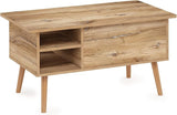 Jensen Living Room Wooden Leg Lift Top Coffee Table With Hidden Compartment