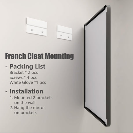 CHARMOR 60X36 Matte Black Bathroom Mirror, Modern Rectangle Metal Framed Mirrors for Wall, Rounded Corners, Shatter-Proof (Horizontal/Vertical)