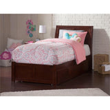 Wood Bed with Twin XL Trundle in Walnut
