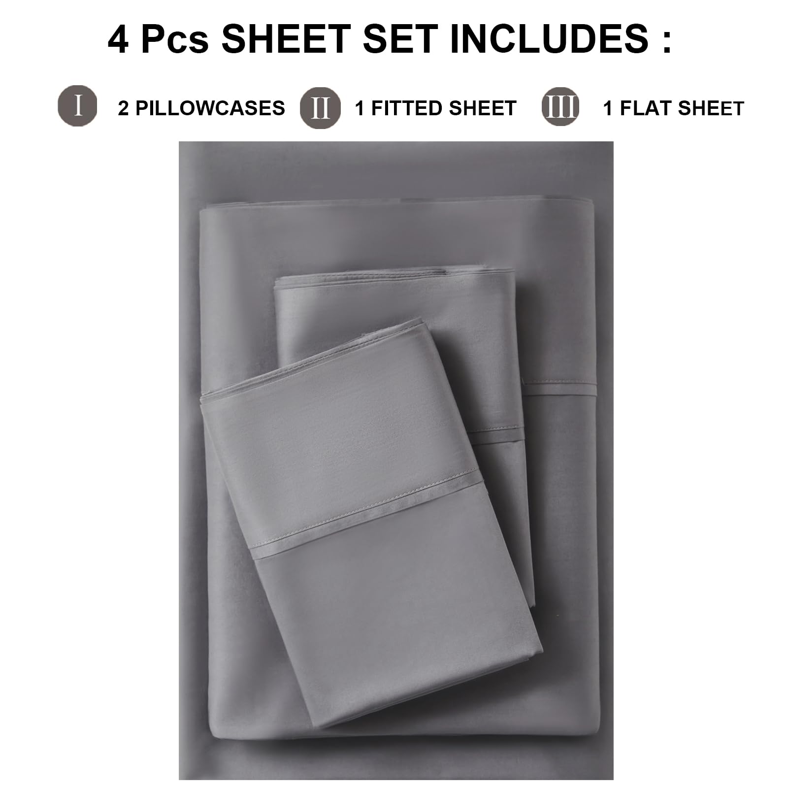 Sheet Set 800 Thread Count Long Staple Cotton Sateen Silky Soft Luxurious Smooth 4