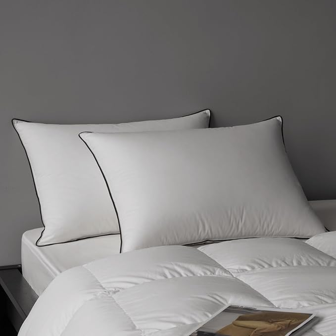 Hungarian Goose Down Pillows Standard Size 1 Pack, Medium Firm Bed Pillows