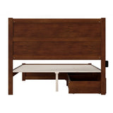 NoHo Queen Size Platform Bed with Footboard & Storage Drawers in Walnut