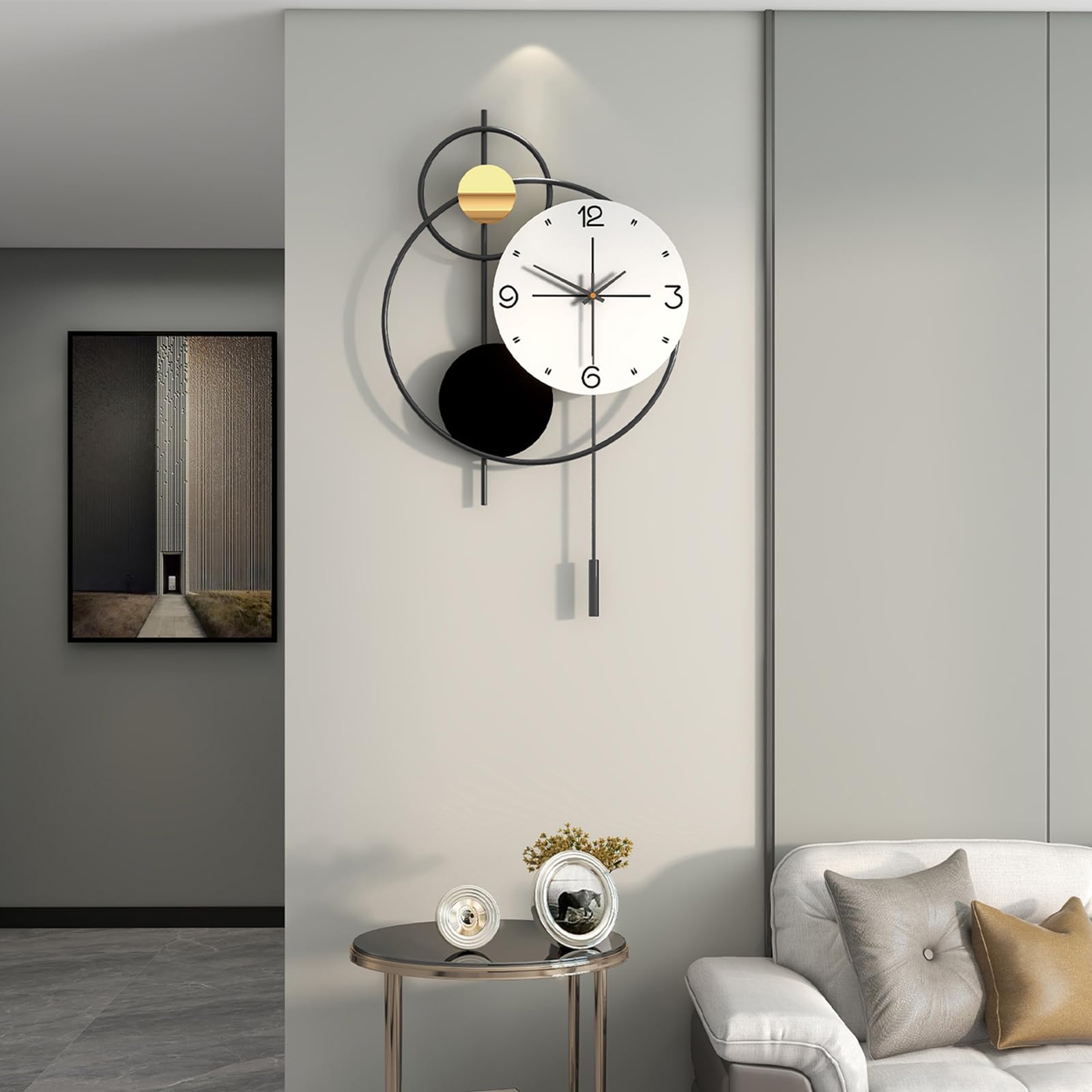 Large Wall Clock for Living Room, Modern Decorative Metal Silent Wall Clocks for Home Decor Bedroom Kitchen Office