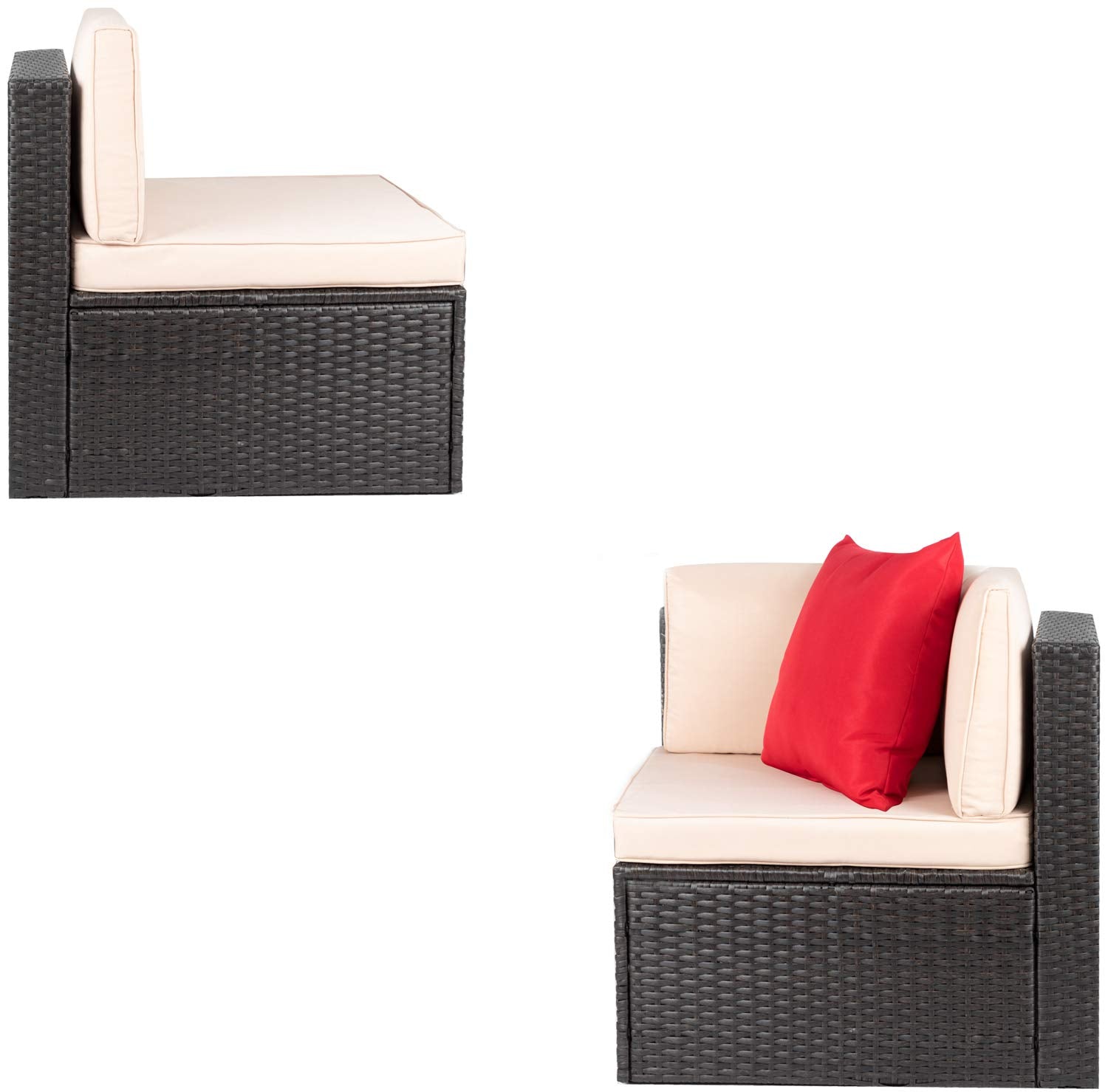 Outdoor Patio Furniture Set All Weather PE Rattan Wicker Loveseat Sectional Sofa with Cushions for Lawn Poolside Backyard Garden