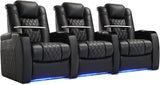 Home Theater Seating Top Grain Leather Recliner Chair Dual Power Movie Gaming