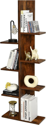 Bookshelf, Wooden Symmetrical Open Bookcase, Artistic Book Organizer