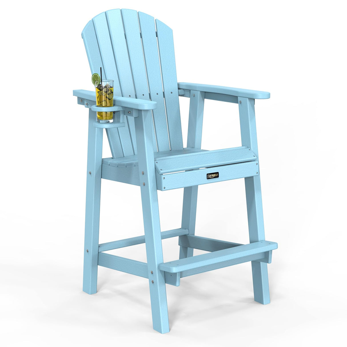 Tall Adirondack Chair HDPE Adirondack Bar Stools with Cup Holder 1 Prsc