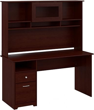 Cabot 60W Computer Desk with Hutch and Drawers in Harvest Cherry