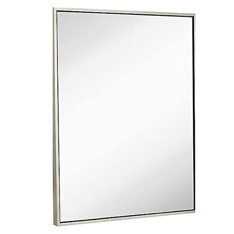 30x40-Inch Black Framed Mirror - Stylish Rectangular Bathroom Mirror with Floating Glass Panel Vanity Border