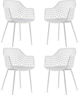 Dining Chairs Set of 4, Plastic Kitchen Chairs with Metal Legs
