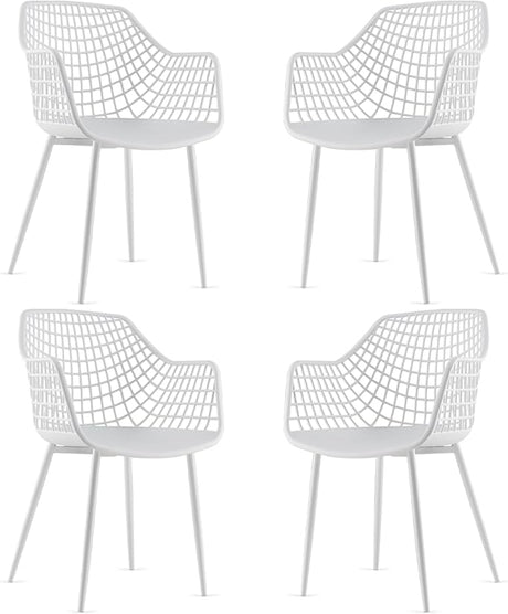 Dining Chairs Set of 4, Plastic Kitchen Chairs with Metal Legs