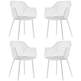 Dining Chairs Set of 4, Plastic Kitchen Chairs with Metal Legs