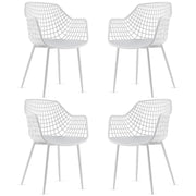 Dining Chairs Set of 4, Plastic Kitchen Chairs with Metal Legs