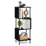 Small Bookshelf Unique S Shaped 4 Shelf Bookcase Free Standing Industrial Book Storage