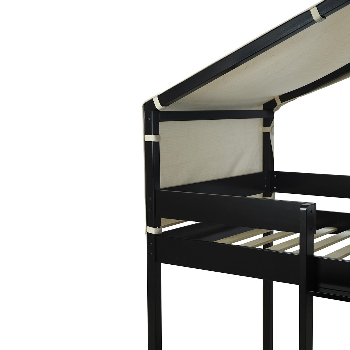 House Bunk Bed Twin Over Twin, Twin Bunk Beds with Ladder and Tent