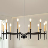 Modern Farmhouse Black and Gold Chandelier for Dining Room Light Fixture Over Table,