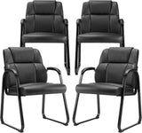 Office Guest Chair Set of 2, Leather Stationary Waiting Room Chairs No Wheels