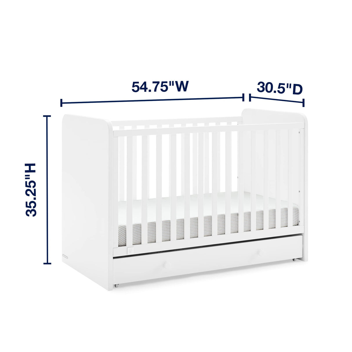 GAP babyGap Graham 4-in-1 Convertible Crib with Storage Drawer - Greenguard Gold Certified, Bianca White