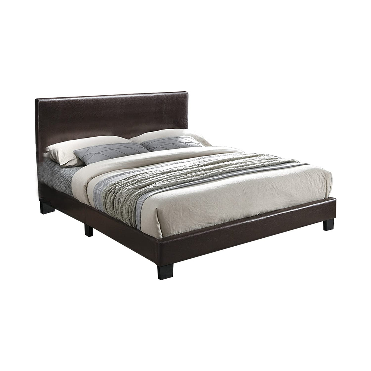 Faux Leather Upholstered Full Bed,Brown