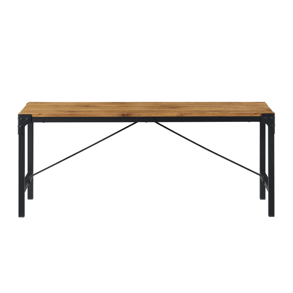 Avenue Metal and Wood Angle Iron Dining Bench, 46 Inch, Barnwood