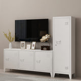 TV Stand Metal TV Table with Storage Steel 3 Door Locker Cabinet for Living Room