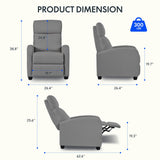 Recliner Chair for Adults, Fabric Small Recliner Home Theater Seating, Adjustable Modern