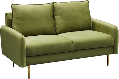 Velvet Loveseat Modern Sofa Tufted Couch with Metal Legs for Living Room, Bedroom